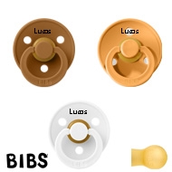BIBS Colour Schnuller mit Name, Caramel, White, Abricot, rund Latex Größe 2, (3er Pack)